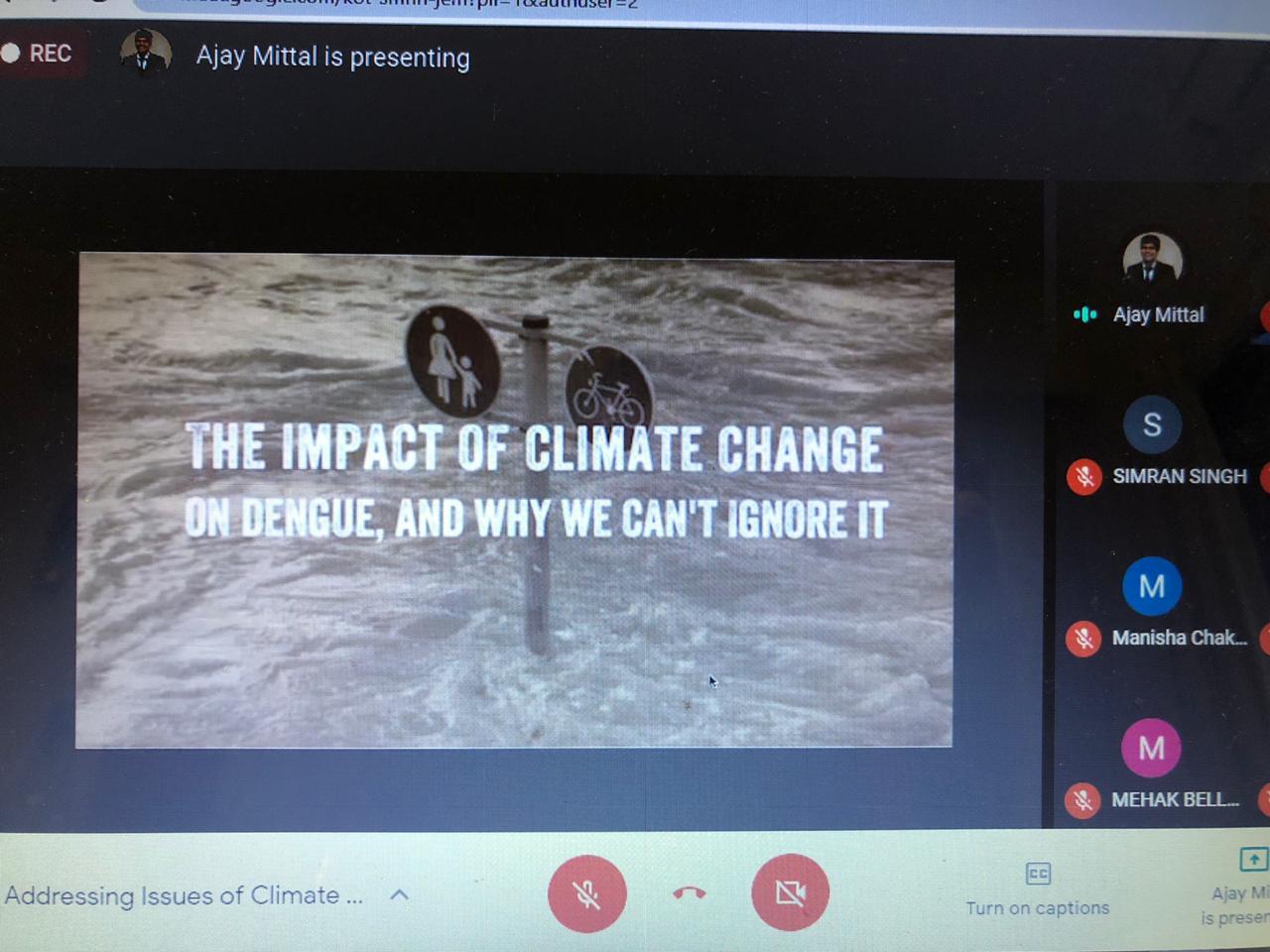 REPORT ON “ADDRESSING ISSUES OF CLIMATE CHANGE AND VECTOR BORNE DISEASES LIKE DENGUE”