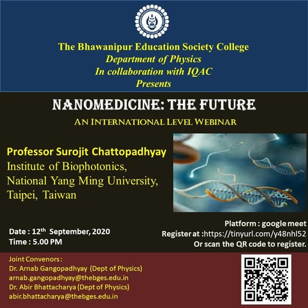 “Nanomedicine: The Future” an International Webinar organised by the Department of Physics
