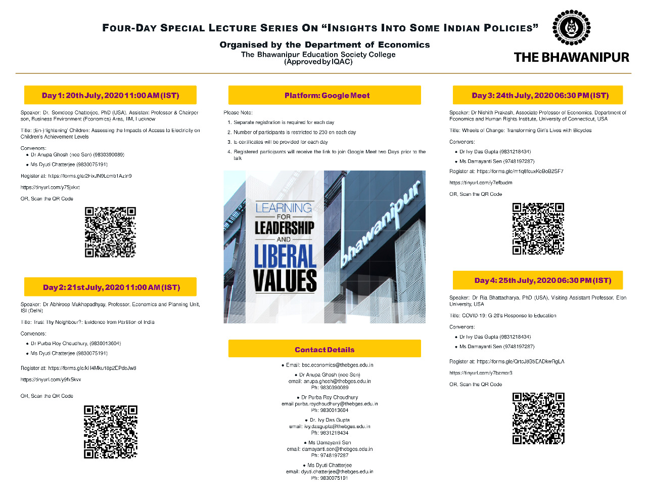 Report of the Four-Day Special Lecture Series on “Insights into Some Indian Policies”