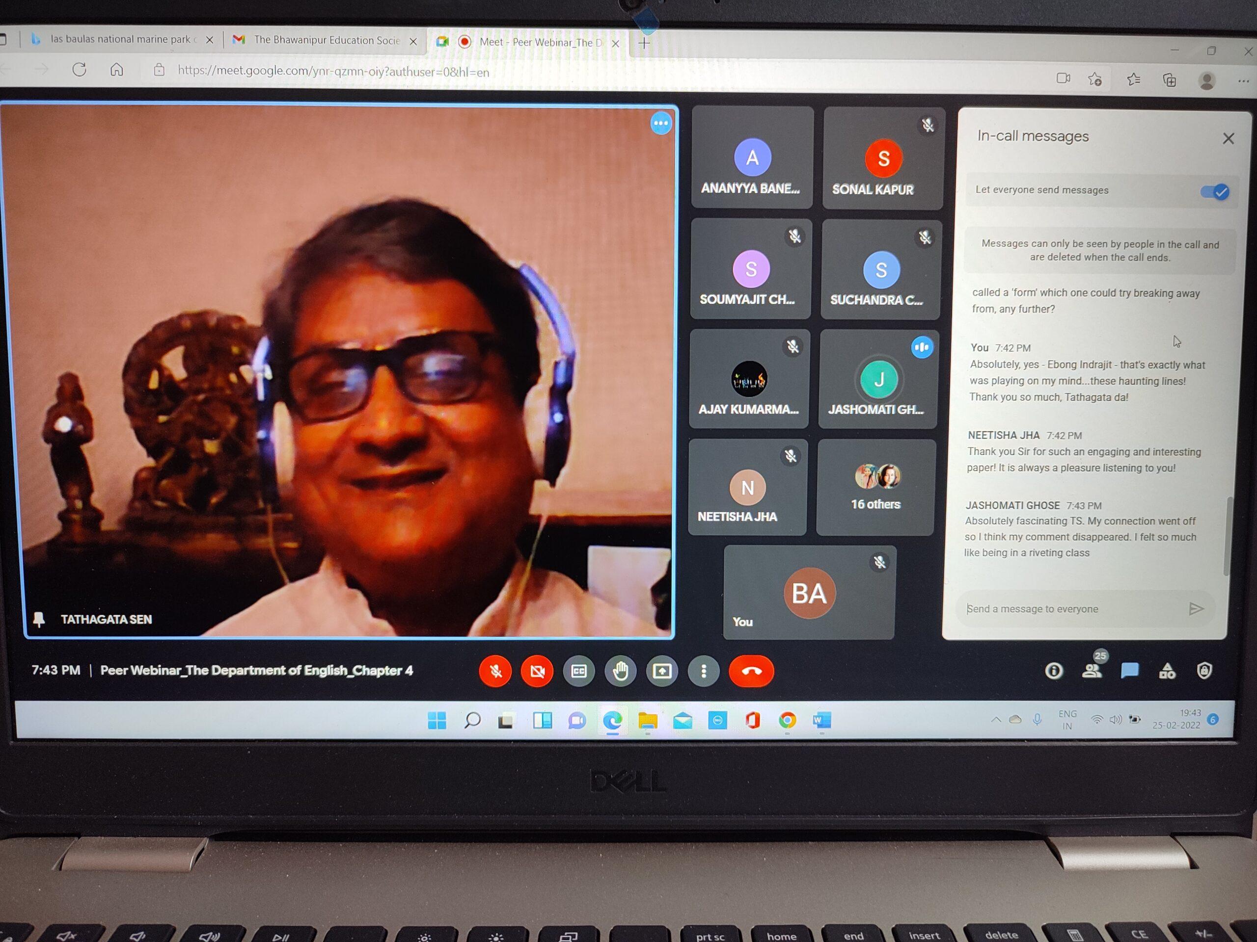 Peer Webinar organized by the Department of English