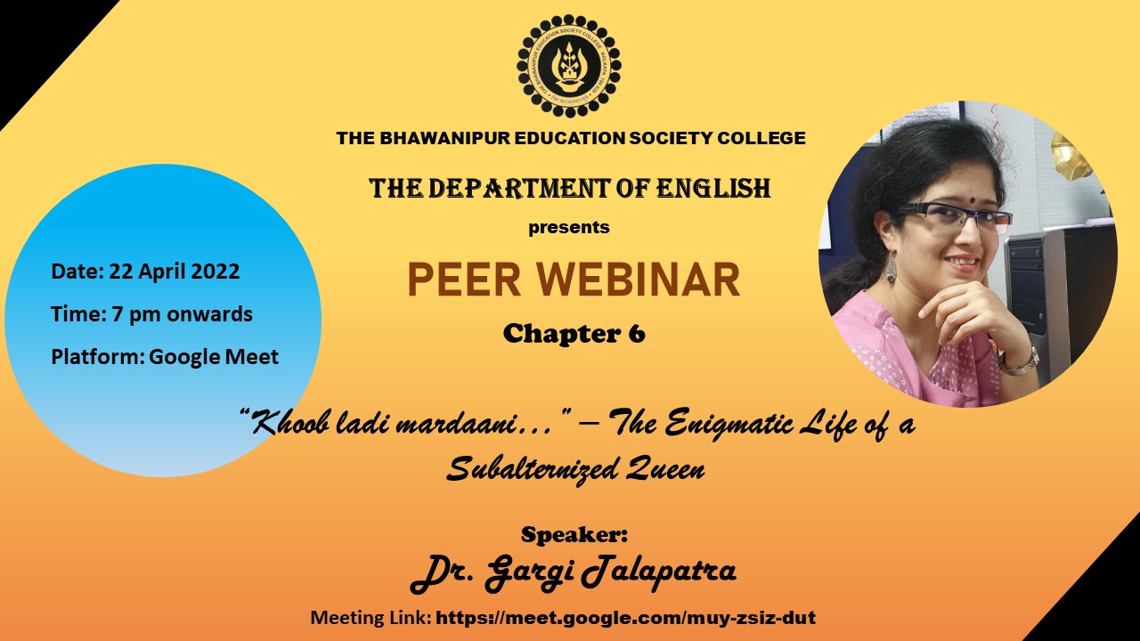 Departmental Peer Webinar (Chapter 6) organized by the Department of English